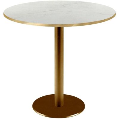 RestooTab Tisch Rome rund Gestell goldmetallic - Kanten messingfarben; 75x70 cm (HxØ); Platte weiß/beige/messing, Gestell messing; rund RestooTab Tisch Rome rund Gestell goldmetallic - Kanten messingfarben; 75x70 cm (HxØ); Platte weiß/beige/messing, Gestell messing; rund