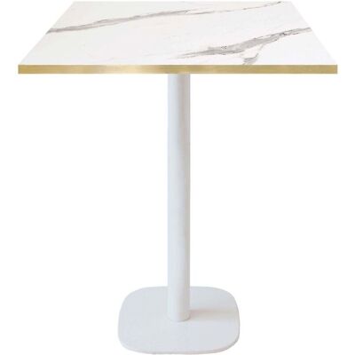RestooTab Stehtisch Round quadratisch Gestell weiß - Dekor Stein; 70x70x113 cm (LxBxH); Platte weiß, Gestell weiß; quadratisch RestooTab Stehtisch Round quadratisch Gestell weiß - Dekor Stein; 70x70x113 cm (LxBxH); Platte weiß, Gestell weiß; quadratisch