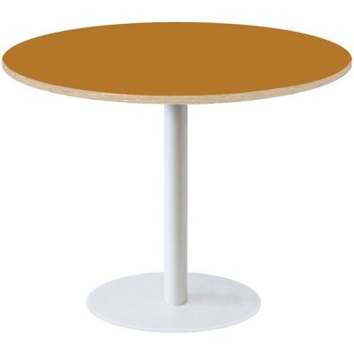 RestooTab Tisch Rome XL weiß rund - Dekore Uni; 75x120 cm (HxØ); senf/braun; rund RestooTab Tisch Rome XL weiß rund - Dekore Uni; 75x120 cm (HxØ); senf/braun; rund