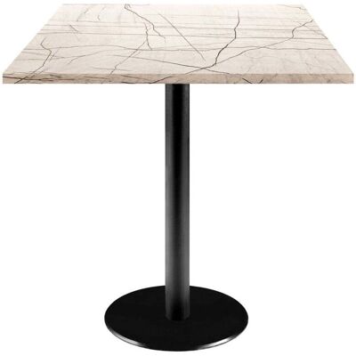 RestooTab Tisch Rome quadratisch - Dekor Stein; 70x70x75 cm (LxBxH); Platte wollweiß/grau/marmoriert, Gestell schwarz; quadratisch RestooTab Tisch Rome quadratisch - Dekor Stein; 70x70x75 cm (LxBxH); Platte wollweiß/grau/marmoriert, Gestell schwarz; quadratisch
