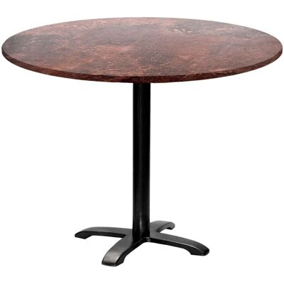 RestooTab Tisch Bazila rund - Dekor Stein; 74x110 cm (HxØ); Platte metall verrostet/braun, Gestell schwarz; rund RestooTab Tisch Bazila rund - Dekor Stein; 74x110 cm (HxØ); Platte metall verrostet/braun, Gestell schwarz; rund