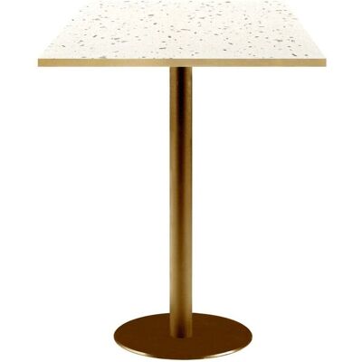 RestooTab Stehtisch Rome quadratisch Gestell goldmetallic - Kanten messing; 60x60x113 cm (LxBxH); Platte terrazzo, Gestell messing; quadratisch RestooTab Stehtisch Rome quadratisch Gestell goldmetallic - Kanten messing; 60x60x113 cm (LxBxH); Platte terrazzo, Gestell messing; quadratisch