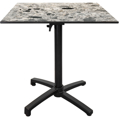 RestooTab Outdoor Klapptisch Diabolo; 70x70x73 cm (LxBxH); Platte grau/terrazzo, Gestell schwarz; quadratisch RestooTab Outdoor Klapptisch Diabolo; 70x70x73 cm (LxBxH); Platte grau/terrazzo, Gestell schwarz; quadratisch