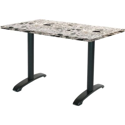 RestooTab Tisch Bazila rechteckig - Dekor Stein & Holz; 160x80x74 cm (LxBxH); Platte grau/terrazzo, Gestell schwarz; rechteckig RestooTab Tisch Bazila rechteckig - Dekor Stein & Holz; 160x80x74 cm (LxBxH); Platte grau/terrazzo, Gestell schwarz; rechteckig