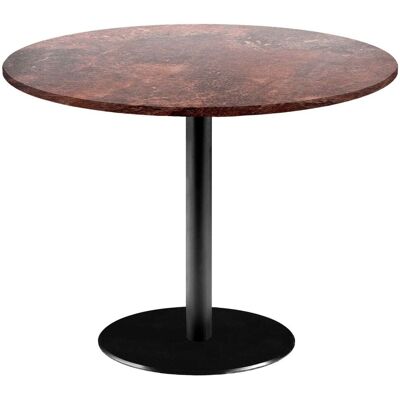 RestooTab Tisch Rome XL rund - Dekor Stein & Marmor; 75x120 cm (HxØ); Platte metall verrostet/braun, Gestell schwarz; rund RestooTab Tisch Rome XL rund - Dekor Stein & Marmor; 75x120 cm (HxØ); Platte metall verrostet/braun, Gestell schwarz; rund