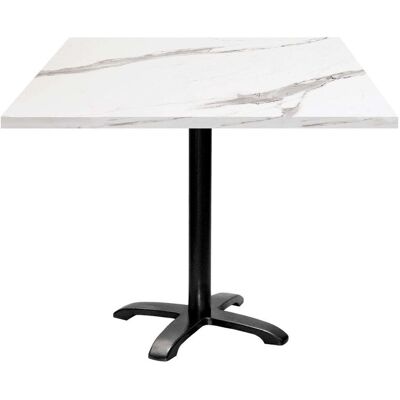 RestooTab Tisch Bazila quadratisch - Dekor Stein; 90x90x74 cm (LxBxH); Platte weiß, Gestell schwarz; quadratisch RestooTab Tisch Bazila quadratisch - Dekor Stein; 90x90x74 cm (LxBxH); Platte weiß, Gestell schwarz; quadratisch