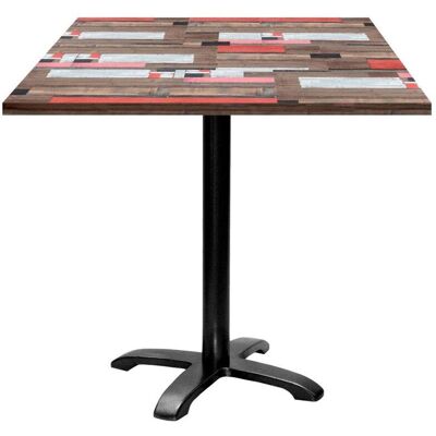 RestooTab Tisch Bazila quadratisch - Dekor Holz; 70x70x74 cm (LxBxH); Platte mehrfarbig, Gestell schwarz; quadratisch RestooTab Tisch Bazila quadratisch - Dekor Holz; 70x70x74 cm (LxBxH); Platte mehrfarbig, Gestell schwarz; quadratisch