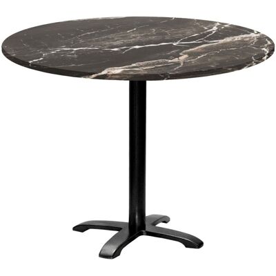 RestooTab Tisch Bazila rund - Dekor Stein; 74x110 cm (HxØ); Platte schwarz, Gestell schwarz; rund RestooTab Tisch Bazila rund - Dekor Stein; 74x110 cm (HxØ); Platte schwarz, Gestell schwarz; rund
