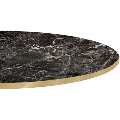 RestooTab Tischplatte rund, dunkles Marmor-Dekor, Kanten messingfarben; 120x120 cm (LxB); schwarz/marmoriert; rund RestooTab Tischplatte rund, dunkles Marmor-Dekor, Kanten messingfarben; 120x120 cm (LxB); schwarz/marmoriert; rund