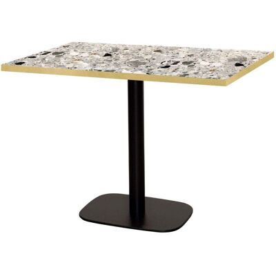 RestooTab Tisch Round rechteckig - Kanten messingfarben; 120x70x75 cm (LxBxH); Platte steingrau/terrazzo/messing, Gestell schwarz; rechteckig RestooTab Tisch Round rechteckig - Kanten messingfarben; 120x70x75 cm (LxBxH); Platte steingrau/terrazzo/messing, Gestell schwarz; rechteckig