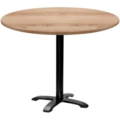 RestooTab Tisch Bazila rund - Dekor Holz; 74x110 cm (HxØ); Platte eiche/natur, Gestell schwarz; rund RestooTab Tisch Bazila rund - Dekor Holz; 74x110 cm (HxØ); Platte eiche/natur, Gestell schwarz; rund