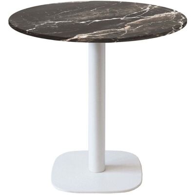 RestooTab Tisch Round rund Gestell weiß - Dekor Stein; 75x70 cm (HxØ); Platte schwarz, Gestell weiß; rund RestooTab Tisch Round rund Gestell weiß - Dekor Stein; 75x70 cm (HxØ); Platte schwarz, Gestell weiß; rund