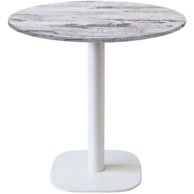 RestooTab Tisch Round rund Gestell weiß - Dekor Holz & Uni; 75x70 cm (HxØ); Platte eiche/weiß, Gestell weiß; rund RestooTab Tisch Round rund Gestell weiß - Dekor Holz & Uni; 75x70 cm (HxØ); Platte eiche/weiß, Gestell weiß; rund