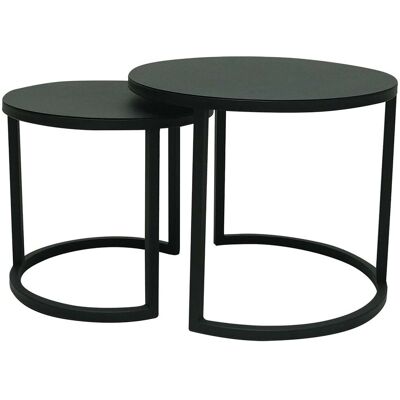 Infantil 2er-Set Beistelltisch 'Theo', Stahl; 43x50 cm (HxØ); Platte schwarz, Gestell schwarz; rund Infantil 2er-Set Beistelltisch 'Theo', Stahl; 43x50 cm (HxØ); Platte schwarz, Gestell schwarz; rund