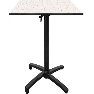 RestooTab Outdoor Klapp-Stehtisch Diabolo quadratisch; 60x60x111 cm (LxBxH); Platte weiß/mehrfarbig/terrazzo, Gestell schwarz; quadratisch RestooTab Outdoor Klapp-Stehtisch Diabolo quadratisch; 60x60x111 cm (LxBxH); Platte weiß/mehrfarbig/terrazzo, Gestell schwarz; quadratisch