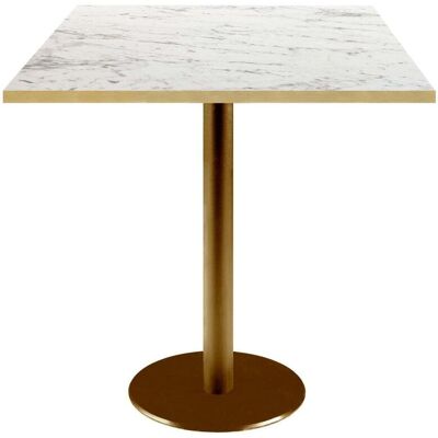 RestooTab Tisch Rome quadratisch Gestell goldmetallic - Kanten messingfarben; 70x70x75 cm (LxBxH); Platte weiß/marmoriert/messing, Gestell messing; quadratisch RestooTab Tisch Rome quadratisch Gestell goldmetallic - Kanten messingfarben; 70x70x75 cm (LxBxH); Platte weiß/marmoriert/messing, Gestell messing; quadratisch
