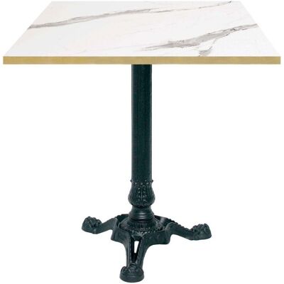 RestooTab Tisch Bistrot 70x70cm - Modell Berbre Capuccino mit messingfarbenen Kanten; 70x70x75 cm (LxBxH); weiß/grau/messing; Gestell schwarz; quadratisch RestooTab Tisch Bistrot 70x70cm - Modell Berbre Capuccino mit messingfarbenen Kanten; 70x70x75 cm (LxBxH); weiß/grau/messing; Gestell schwarz; quadratisch