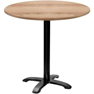RestooTab Tisch Bazila rund - Dekor Holz; 74x80 cm (HxØ); Platte eiche/natur, Gestell schwarz; rund RestooTab Tisch Bazila rund - Dekor Holz; 74x80 cm (HxØ); Platte eiche/natur, Gestell schwarz; rund