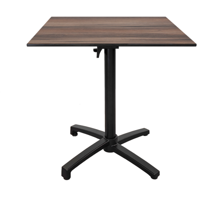 RestooTab Outdoor Klapptisch Diabolo; 70x70x73 cm (LxBxH); Platte eiche geräuchert, Gestell schwarz; quadratisch RestooTab Outdoor Klapptisch Diabolo; 70x70x73 cm (LxBxH); Platte eiche geräuchert, Gestell schwarz; quadratisch
