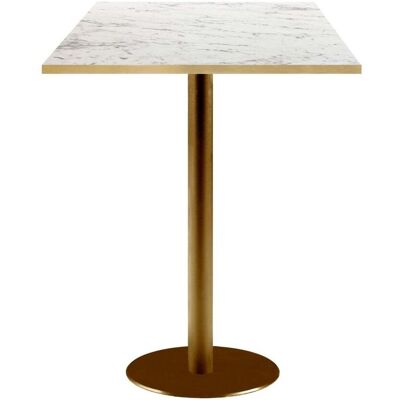RestooTab Stehtisch Rome quadratisch Gestell goldmetallic - Kanten messing; 60x60x113 cm (LxBxH); Platte weiß/marmoriert/messing, Gestell messing; quadratisch RestooTab Stehtisch Rome quadratisch Gestell goldmetallic - Kanten messing; 60x60x113 cm (LxBxH); Platte weiß/marmoriert/messing, Gestell messing; quadratisch
