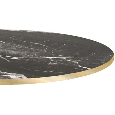 RestooTab Tischplatte rund, dunkles Marmor-Dekor, Kanten messingfarben; 120x120 cm (LxB); schwarz/braun/messing; rund RestooTab Tischplatte rund, dunkles Marmor-Dekor, Kanten messingfarben; 120x120 cm (LxB); schwarz/braun/messing; rund