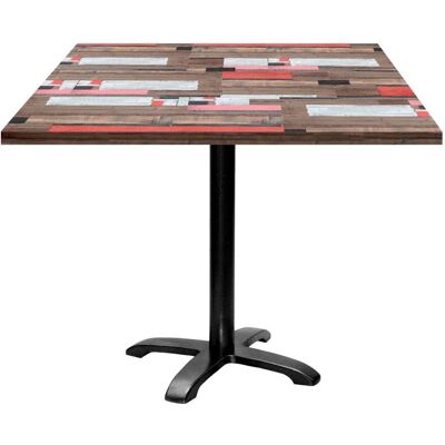 RestooTab Tisch Bazila quadratisch - Dekor Holz; 90x90x74 cm (LxBxH); Platte mehrfarbig, Gestell schwarz; quadratisch RestooTab Tisch Bazila quadratisch - Dekor Holz; 90x90x74 cm (LxBxH); Platte mehrfarbig, Gestell schwarz; quadratisch