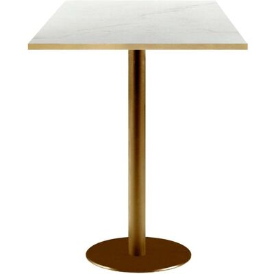 RestooTab Stehtisch Rome quadratisch Gestell goldmetallic - Kanten messing; 60x60x113 cm (LxBxH); Platte weiß/beige/messing, Gestell messing; quadratisch RestooTab Stehtisch Rome quadratisch Gestell goldmetallic - Kanten messing; 60x60x113 cm (LxBxH); Platte weiß/beige/messing, Gestell messing; quadratisch