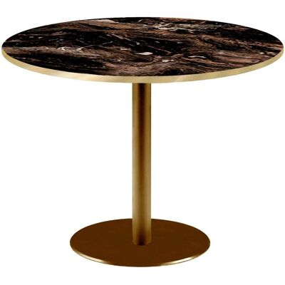 RestooTab Tisch Rome XL rund Gestell goldmetallic - Kanten messingfarben; 75x120 cm (HxØ); Platte schwarz/café/messing, Gestell messing; rund RestooTab Tisch Rome XL rund Gestell goldmetallic - Kanten messingfarben; 75x120 cm (HxØ); Platte schwarz/café/messing, Gestell messing; rund