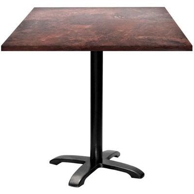RestooTab Tisch Bazila quadratisch - Dekor Stein; 70x70x74 cm (LxBxH); Platte metall verrostet/braun, Gestell schwarz; quadratisch RestooTab Tisch Bazila quadratisch - Dekor Stein; 70x70x74 cm (LxBxH); Platte metall verrostet/braun, Gestell schwarz; quadratisch