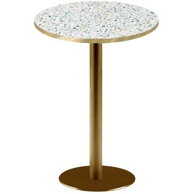 RestooTab Stehtisch Rome goldmetallic rund - Dekore Steine & Kanten messingfarben; 113x60 cm (HxØ); mehrfarbig/terrazzo/messing; rund RestooTab Stehtisch Rome goldmetallic rund - Dekore Steine & Kanten messingfarben; 113x60 cm (HxØ); mehrfarbig/terrazzo/messing; rund
