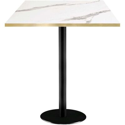 RestooTab Stehtisch Rome quadratisch - Dekor Stein; 70x70x113 cm (LxBxH); Platte weiß, Gestell schwarz; quadratisch RestooTab Stehtisch Rome quadratisch - Dekor Stein; 70x70x113 cm (LxBxH); Platte weiß, Gestell schwarz; quadratisch