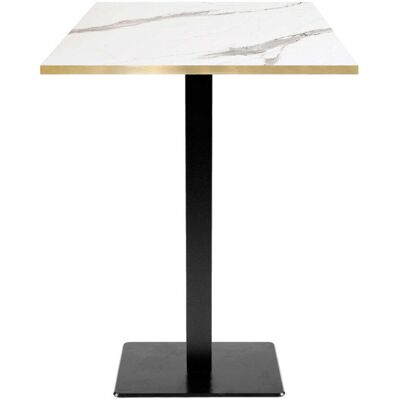 RestooTab Stehtisch Milan quadratisch - Kanten messingfarben; 60x60x113 cm (LxBxH); Platte weiß/grau/messing, Gestell schwarz; quadratisch RestooTab Stehtisch Milan quadratisch - Kanten messingfarben; 60x60x113 cm (LxBxH); Platte weiß/grau/messing, Gestell schwarz; quadratisch