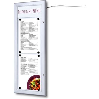 Foya Schaukasten für Speisek. LED 2xA4 hoch; 29x2.3x77.9 cm (BxTxH); silber Foya Schaukasten für Speisek. LED 2xA4 hoch; 29x2.3x77.9 cm (BxTxH); silber