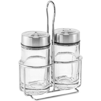 PULSIVA Menagen-Set Mella 3-teilig; 9x13.4x5.4 cm (BxHxT); silber/transparent PULSIVA Menagen-Set Mella 3-teilig; 9x13.4x5.4 cm (BxHxT); silber/transparent