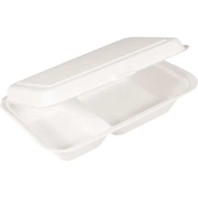WIMEX Biologisch abbaubarer Zuckerrohr-Food-Behälter - 15.2x15x7.8 cm - Weiß - 50 St WIMEX Biologisch abbaubarer Zuckerrohr-Food-Behälter - 15.2x15x7.8 cm - Weiß - 50 St