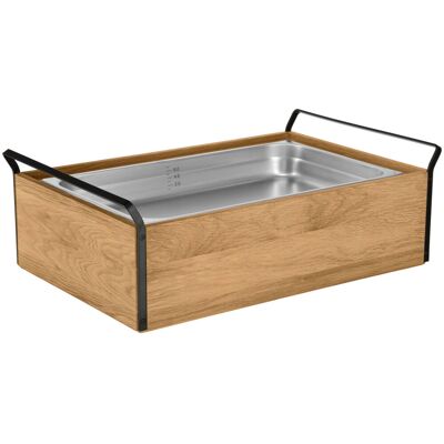 VEGA Buffet Kühltablett Esino hoch 6,5 cm Edelstahl 1/1; Größe GN 1/1, 61.9x38.6x20.9 cm (LxBxH); eiche/schwarz/edelstahl; rechteckig VEGA Buffet Kühltablett Esino hoch 6,5 cm Edelstahl 1/1; Größe GN 1/1, 61.9x38.6x20.9 cm (LxBxH); eiche/schwarz/edelstahl; rechteckig