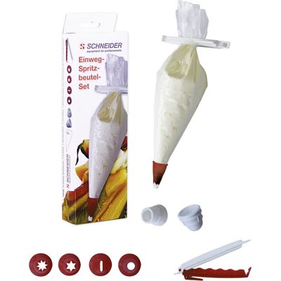 Schneider Einweg-Spritzbeutel-Set; 34 cm (L); transparent/rot/weiß Schneider Einweg-Spritzbeutel-Set; 34 cm (L); transparent/rot/weiß