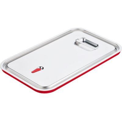 Stalgast GN-Deckel luftdicht, Serie Onset, GN 1/6, mit Dichtung; GN 1/6, 16.2 cm (B); silber/rot Stalgast GN-Deckel luftdicht, Serie Onset, GN 1/6, mit Dichtung; GN 1/6, 16.2 cm (B); silber/rot