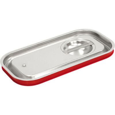 Stalgast GN-Deckel Serie STANDARD, GN 1/3 mit Dichtung; GN 1/3, 32.5 cm (B); silber/rot Stalgast GN-Deckel Serie STANDARD, GN 1/3 mit Dichtung; GN 1/3, 32.5 cm (B); silber/rot