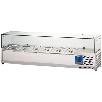 Stalgast Edelstahl Pizzakühlaufsatz mit Glasabdeckung, Serie Starline; 140x44x33.5 cm (BxHxT); silber Stalgast Edelstahl Pizzakühlaufsatz mit Glasabdeckung, Serie Starline; 140x44x33.5 cm (BxHxT); silber