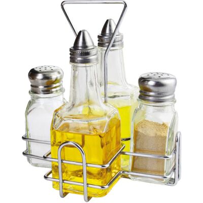 Stalgast Menage, 4-tlg. mit Ständer; 17 cm (H); transparent/silber Stalgast Menage, 4-tlg. mit Ständer; 17 cm (H); transparent/silber