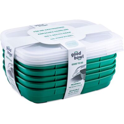 thermohauser Mehrweg-Menübehälter GoodBowl Trio; 1020 ml, 24.7x18.5x5.05x5 cm (LxBxØxH); dunkelgrün; rechteckig; 5 Stück / Pack thermohauser Mehrweg-Menübehälter GoodBowl Trio; 1020 ml, 24.7x18.5x5.05x5 cm (LxBxØxH); dunkelgrün; rechteckig; 5 Stück / Pack