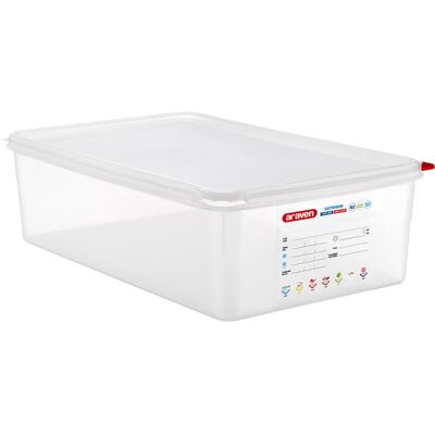 Araven Gastronormbehälter mit Deckel, Polypropylen; Größe GN 1/1, 21000 ml, 53x32.5x15 cm (LxBxT); transparent Araven Gastronormbehälter mit Deckel, Polypropylen; Größe GN 1/1, 21000 ml, 53x32.5x15 cm (LxBxT); transparent