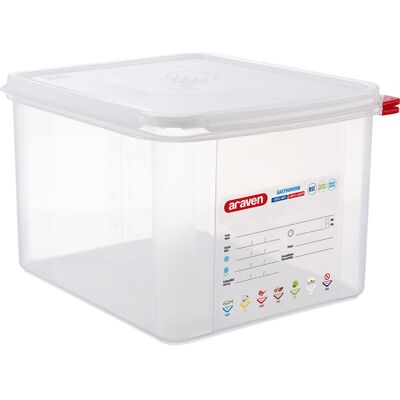 Araven Gastronormbehälter mit Deckel, Polypropylen; Größe GN 1/2, 12500 ml, 32.5x26.5x20 cm (LxBxT); transparent Araven Gastronormbehälter mit Deckel, Polypropylen; Größe GN 1/2, 12500 ml, 32.5x26.5x20 cm (LxBxT); transparent