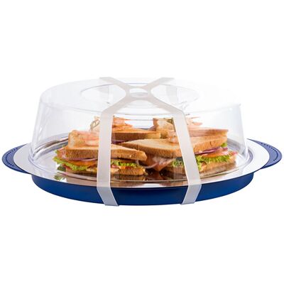 APS APS Thermo Tablett Set Ø 35 cm, H: 15 cm; 35x35x35x15 cm (LxBxØxH); transparent/silber/blau; rund APS APS Thermo Tablett Set Ø 35 cm, H: 15 cm; 35x35x35x15 cm (LxBxØxH); transparent/silber/blau; rund