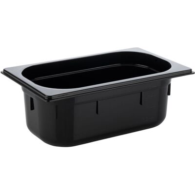 APS GN 1/4 Behälter 26,5 x 16,2 cm, Polycarbonat; Größe GN 1/4, 2500 ml, 26.4x16.2x10 cm (LxBxT); schwarz APS GN 1/4 Behälter 26,5 x 16,2 cm, Polycarbonat; Größe GN 1/4, 2500 ml, 26.4x16.2x10 cm (LxBxT); schwarz