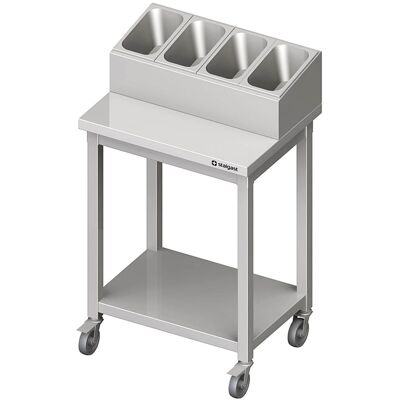 Stalgast Besteck- und Tablettwagen, verschweißt; 81.7x110x50 cm (BxHxT); silber Stalgast Besteck- und Tablettwagen, verschweißt; 81.7x110x50 cm (BxHxT); silber