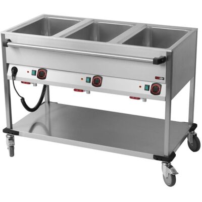 A&S Polarny Bain-Marie-Wagen-Fahrbar 3x GN 1/1; 125x90x70 cm (BxHxT); edelstahl A&S Polarny Bain-Marie-Wagen-Fahrbar 3x GN 1/1; 125x90x70 cm (BxHxT); edelstahl