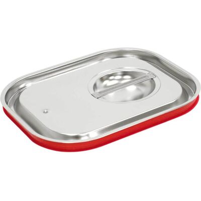 Stalgast GN-Deckel Serie STANDARD, mit Dichtung; GN 1/2, 26.5 cm (B); silber/rot Stalgast GN-Deckel Serie STANDARD, mit Dichtung; GN 1/2, 26.5 cm (B); silber/rot