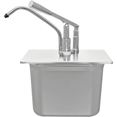 Schneider Hebel Dosierspender GN 1/4 Edelstahl; 5000 ml, 16.5x27x38 cm (LxBxH); edelstahl Schneider Hebel Dosierspender GN 1/4 Edelstahl; 5000 ml, 16.5x27x38 cm (LxBxH); edelstahl